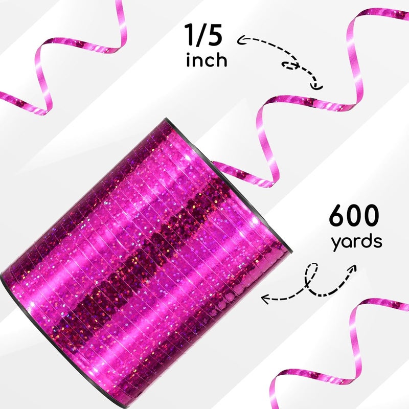Apeseek 600 Yards Shiny Hot Pink Curling Ribbon 1/5‘’ Hot Pink Balloon String with Spool, Thin Balloon Ribbon for Gift Wrapping Crafts Birthday Christmas Baby Shower Halloween Florist - Image 2